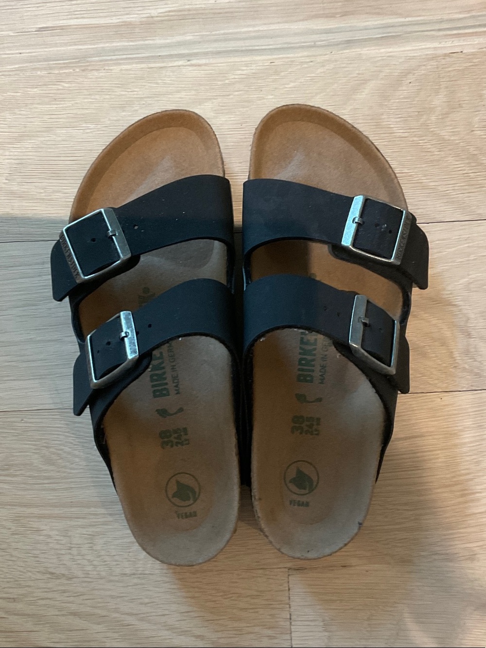 Birkenstock Tan Footbed with Green Branding